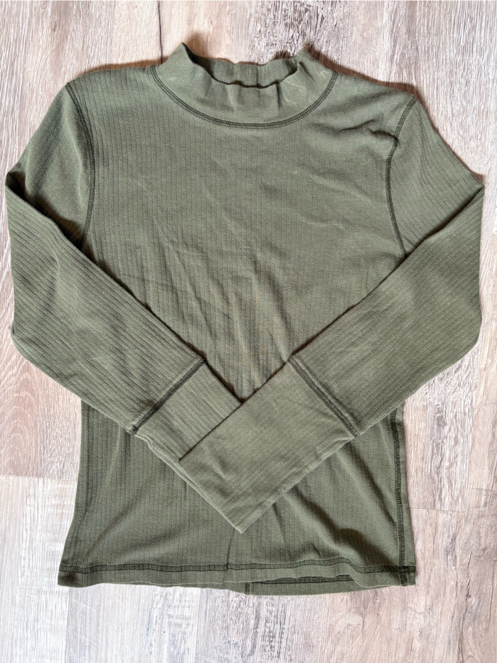Intimately Free People Rickie Ribbed Mock Neck Top Olive Green Size XL